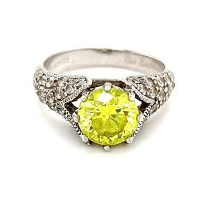 Sterling Silver 925 Green & White Cz Ring